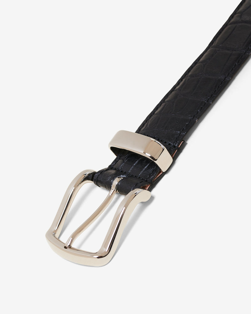 Croc Embossed Metal Tip Belt