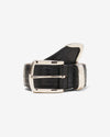 Noah - Croc Embossed Metal Tip Belt - Black - Swatch