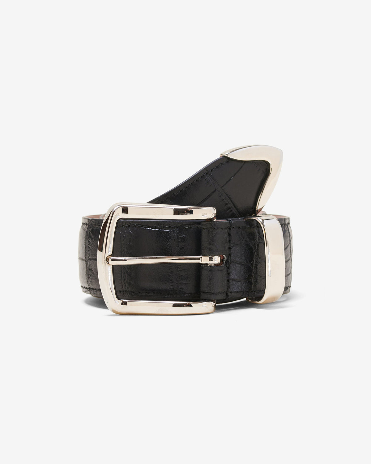 Croc Embossed Metal Tip Belt