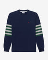 Noah - Striped Sleeve Rugby Top - Navy - Swatch