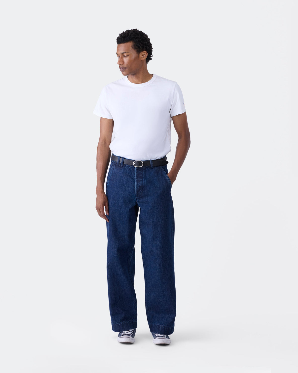 Buckle-Back Denim Pant