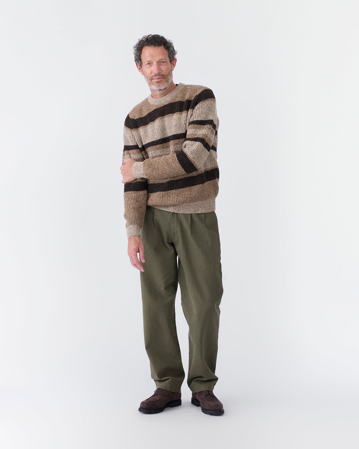 【受注販売/2026年11月配送予定】Striped Donegal Shaker Sweater