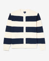 Noah - Cotton Sweater Cardigan - White/Navy - Swatch