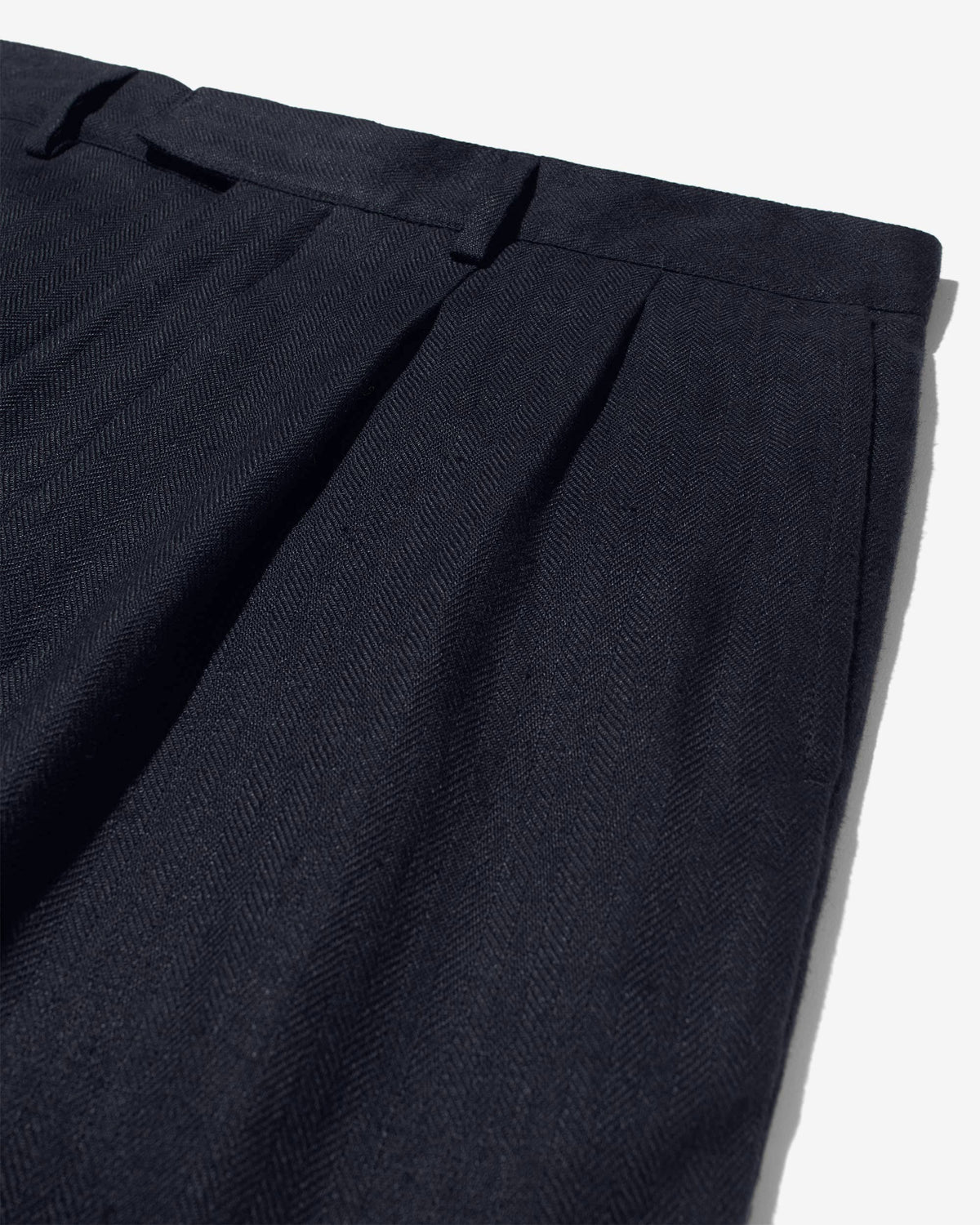 Double-Pleat Herringbone Linen Trousers