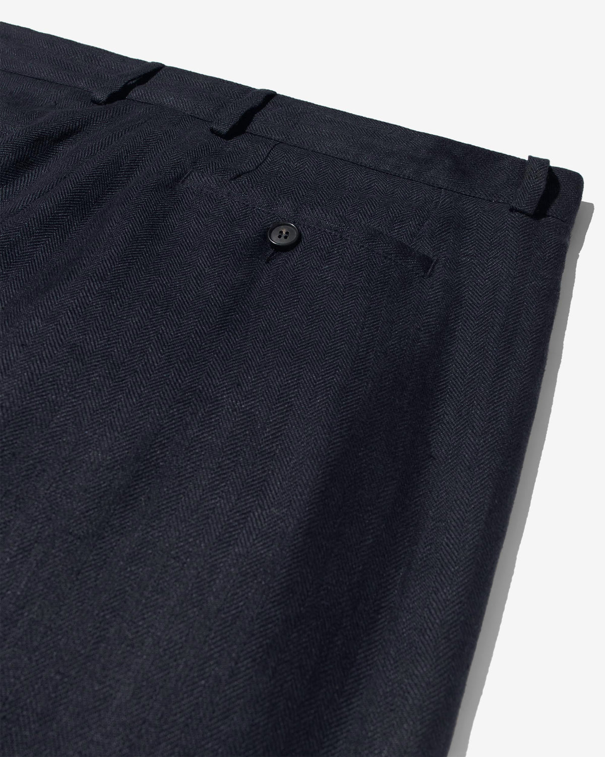 Double-Pleat Herringbone Linen Trousers