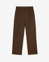 Noah - Double-Pleat Wool Herringbone Trousers - Brown Herringbone - Swatch
