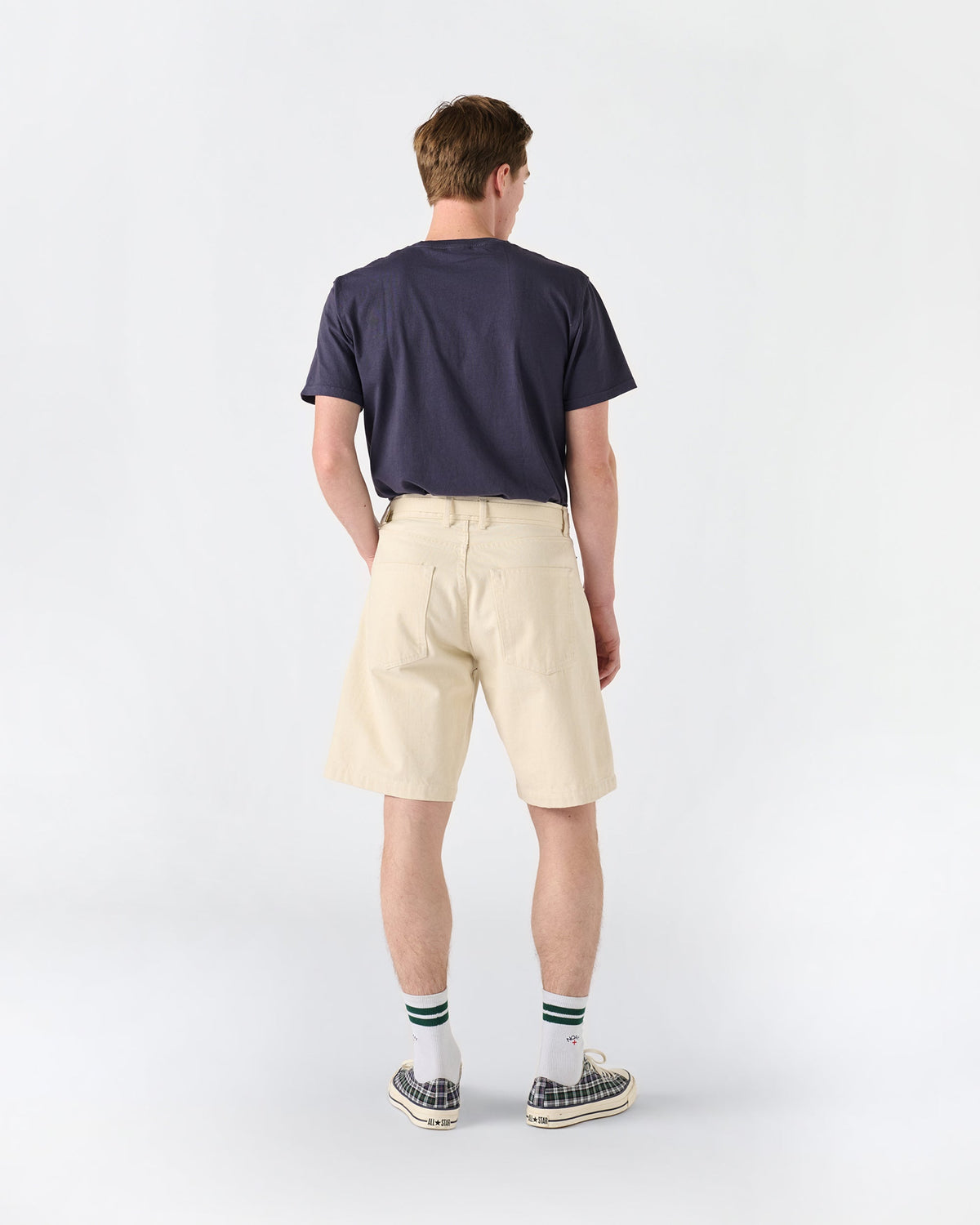 Pleated Denim Shorts