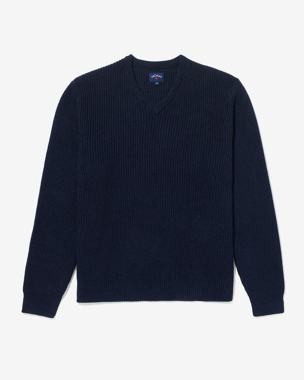 Noah - V-Neck Shaker Stitch Sweater - Detail