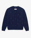 Noah - Ship Wheel Shetland Cardigan - Navy - Swatch