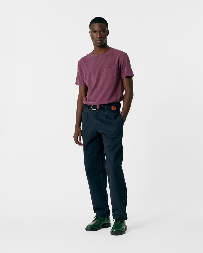 Classic Double-Pleat Herringbone Pant