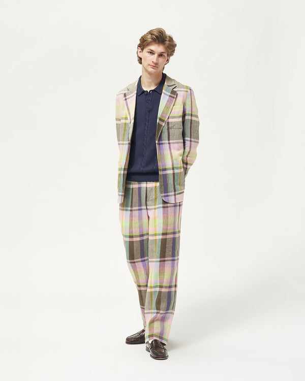 Noah - Double-Pleat Madras Trousers - Detail
