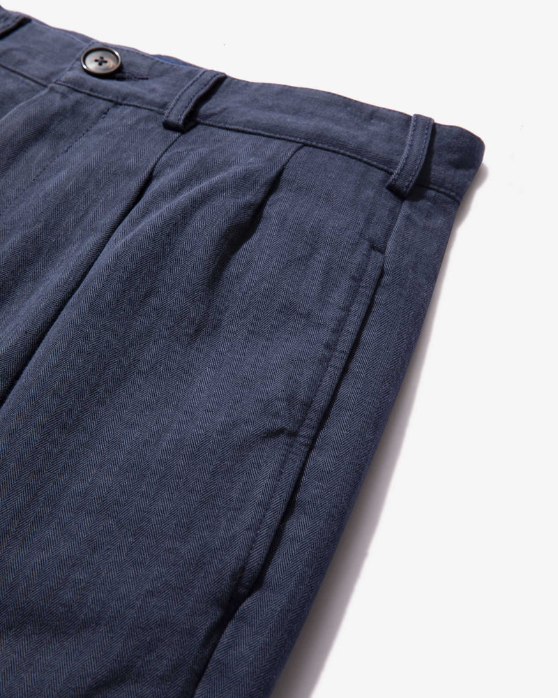 Classic Double-Pleat Herringbone Pant